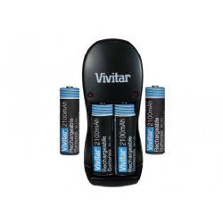 Vivitar BC-182 Vpower Compact Battery Charger with 4AA NiMH Batteries